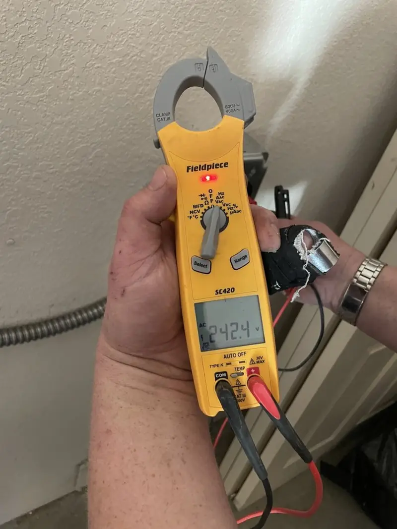 Voltage testing with clamp meter during Hot Tub / Pool Electrical Wiring in Westchester